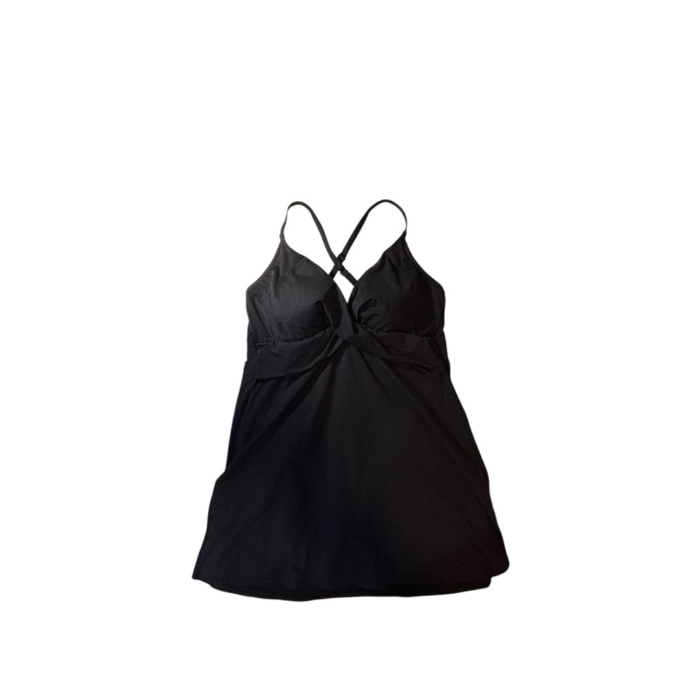 Lands' End black one piece bathing suit swim dress black size 12